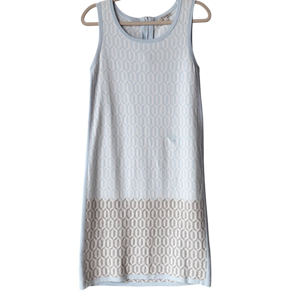 Gigue Sky Blue & Taupe Geometric Knit Shift Dress – Size 38 (US 6)‎